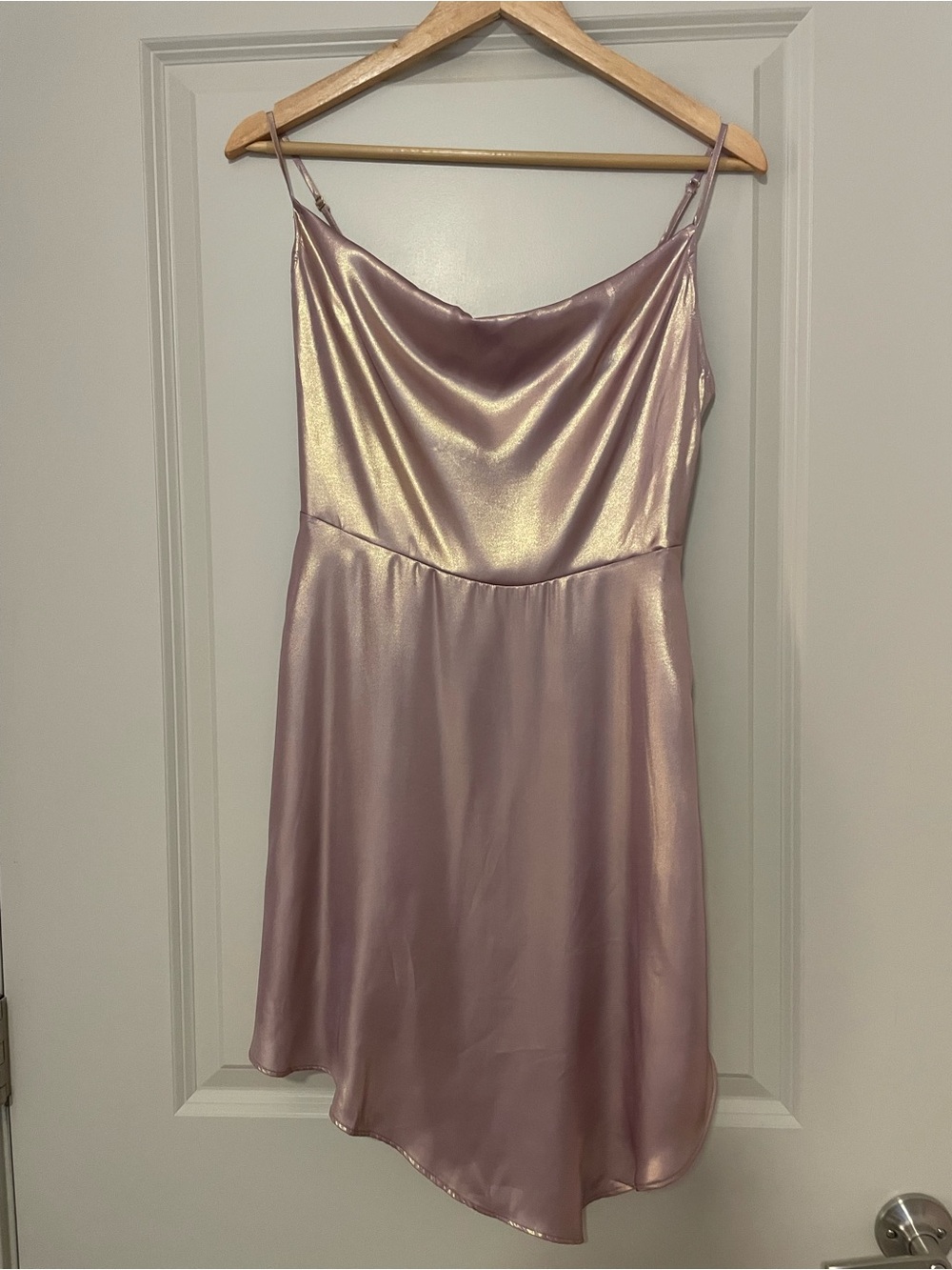 Urban Outfitters Mallory Metallic Asymmetrical Slip Dress - Picture 7 of 10